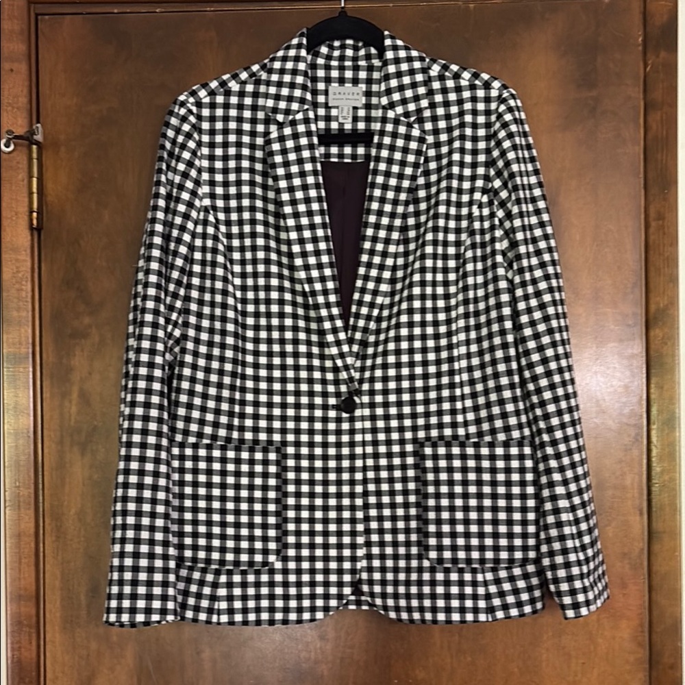 GRAVER by Susan Graver Black and White Check Blazer Size 12 Never Worn